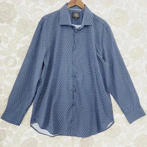 WRK 4 Way Stretch Button down Long sleeve Pattern Men's Dress Shirt 17.5/ L